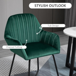 HOMCOM Velvet Armchair Duo: Luxurious Lounge Seating with Metal Base, Emerald Green - Aosom UK - thumbnail 4