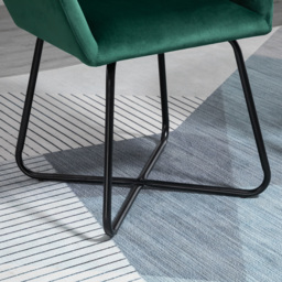 HOMCOM Velvet Armchair Duo: Luxurious Lounge Seating with Metal Base, Emerald Green - Aosom UK - thumbnail 9