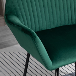 HOMCOM Velvet Armchair Duo: Luxurious Lounge Seating with Metal Base, Emerald Green - Aosom UK - thumbnail 7