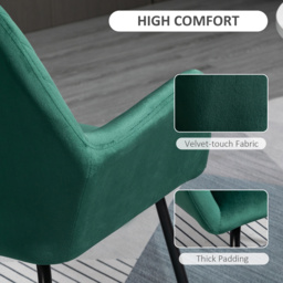 HOMCOM Velvet Armchair Duo: Luxurious Lounge Seating with Metal Base, Emerald Green - Aosom UK - thumbnail 5