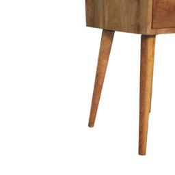 Mini Bedside Table with 2 Smooth-Gliding Drawers, Hand-finished Nightstand with Grain Pattern, 30L x 30W x 57H cm, Brown - Aosom UK - thumbnail 7