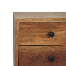 Mini Bedside Table with 2 Smooth-Gliding Drawers, Hand-finished Nightstand with Grain Pattern, 30L x 30W x 57H cm, Brown - Aosom UK - thumbnail 6