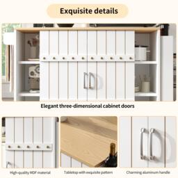 Kitchen Island Trolley with Fold-Out Worktop, Aluminium Handles, 2 Lockable Castors, Rolling Serving Cart, 10L x 42W x 90H cm, White - Aosom UK - thumbnail 7