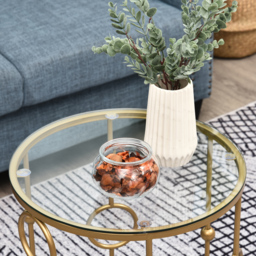 HOMCOM Round Coffee Tables Set of 2, Gold Nest of Tables with Tempered Glass Top, Steel Frame for Living Room, Gold - thumbnail 8