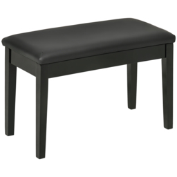HOMCOM Traditional Piano Seat, Cushioned Keyboard Bench with Rubberwood Legs, Music Storage, Black - Aosom UK