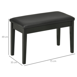 HOMCOM Traditional Piano Seat, Cushioned Keyboard Bench with Rubberwood Legs, Music Storage, Black - Aosom UK - thumbnail 3
