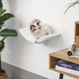 PawHut Wall-Mounted Wood Cat Shelves, Curved Kitten Bed, Climber Perch, Modern Cat Furniture - Aosom UK - thumbnail 2