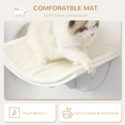 PawHut Wall-Mounted Wood Cat Shelves, Curved Kitten Bed, Climber Perch, Modern Cat Furniture - Aosom UK - thumbnail 6
