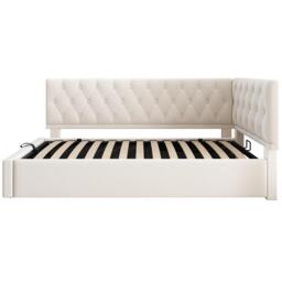 Daybed Upholstered Single Sofa Bed with Hydraulic Ottoman Storage, Bed Frame with Reversible Headboard, 196L x 100W x 77H cm, Beige - Aosom UK - thumbnail 2