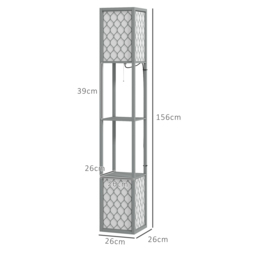 HOMCOM Floor Lamp with Shelves, Dual Light, Modern Tall Standing Lamps, with Pull Chain Switch (Bulb not Included), Light Grey - Aosom UK - thumbnail 3