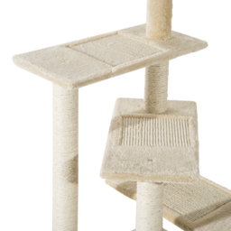 PawHut Beige Cat Tree, Kitten Scratching Post, Sisal Climbing Tower, Activity Centre, Sturdy - Aosom UK - thumbnail 9