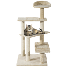 PawHut Beige Cat Tree, Kitten Scratching Post, Sisal Climbing Tower, Activity Centre, Sturdy - Aosom UK - thumbnail 1