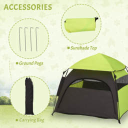 PawHut Foldable Dog Cat Tent with Waterproof Oxford, Carry Bag for Extra Large Dog, Green - Aosom UK - thumbnail 7