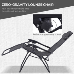 Outsunny Zero Gravity Lounge Set, 2 Reclining Chairs & Table w/ Cup Holders, Light Grey - Aosom UK - thumbnail 4