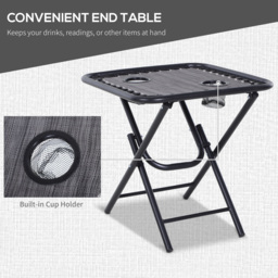 Outsunny Zero Gravity Lounge Set, 2 Reclining Chairs & Table w/ Cup Holders, Light Grey - Aosom UK - thumbnail 5