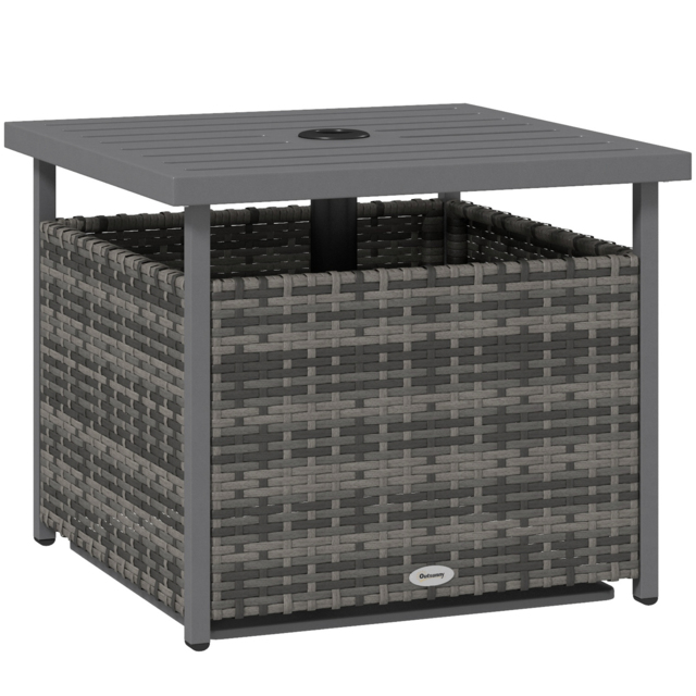 Outsunny Outdoor Rattan Wicker Coffee Table w/ Umbrella Hole Suitable for Garden Garden - image 1