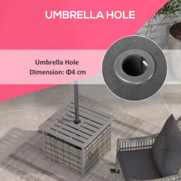 Outsunny Outdoor Rattan Wicker Coffee Table w/ Umbrella Hole Suitable for Garden Garden - thumbnail 7