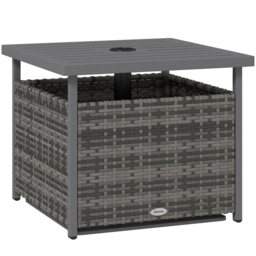 Outsunny Outdoor Rattan Wicker Coffee Table w/ Umbrella Hole Suitable for Garden Garden