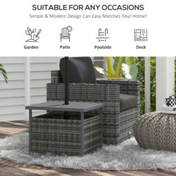 Outsunny Outdoor Rattan Wicker Coffee Table w/ Umbrella Hole Suitable for Garden Garden - thumbnail 5