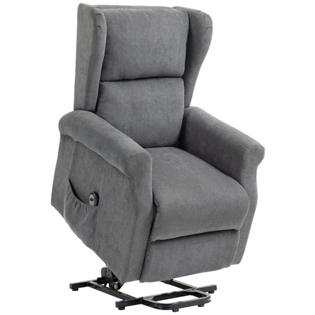 HOMCOM Power Lift Recliner Armchair, Electric Lift Chair for Elderly, Fabric Riser and Reclining Chair with Remote Control, Side Pockets, Extended Footrest, for Living Room, Charcoal Grey - image 1