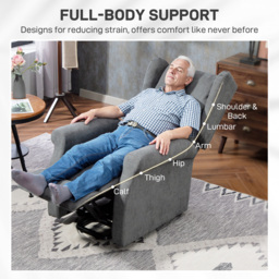 HOMCOM Power Lift Recliner Armchair, Electric Lift Chair for Elderly, Fabric Riser and Reclining Chair with Remote Control, Side Pockets, Extended Footrest, for Living Room, Charcoal Grey - thumbnail 8