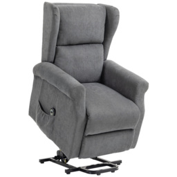 HOMCOM Power Lift Recliner Armchair, Electric Lift Chair for Elderly, Fabric Riser and Reclining Chair with Remote Control, Side Pockets, Extended Footrest, for Living Room, Charcoal Grey - thumbnail 1