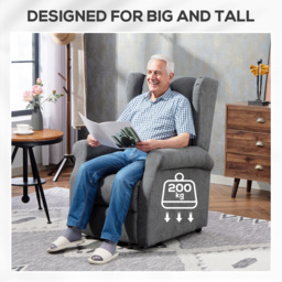 HOMCOM Power Lift Recliner Armchair, Electric Lift Chair for Elderly, Fabric Riser and Reclining Chair with Remote Control, Side Pockets, Extended Footrest, for Living Room, Charcoal Grey - thumbnail 5