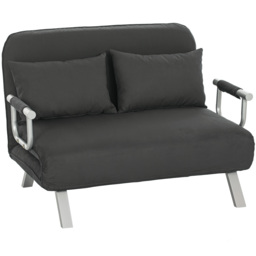 HOMCOM Two-Seater Click-Clack Sofa Bed - Charcoal Grey - thumbnail 1