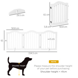 PawHut Dog Gate Wooden Foldable Small Sized Pet Gate Stepover Panel w/ Support Feet Freestanding Safety Barrier for House Doorway Stairs - Aosom UK - thumbnail 3
