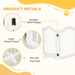 PawHut Dog Gate Wooden Foldable Small Sized Pet Gate Stepover Panel w/ Support Feet Freestanding Safety Barrier for House Doorway Stairs - Aosom UK - thumbnail 6
