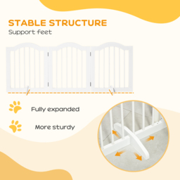 PawHut Dog Gate Wooden Foldable Small Sized Pet Gate Stepover Panel w/ Support Feet Freestanding Safety Barrier for House Doorway Stairs - Aosom UK - thumbnail 7