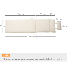 Outsunny Garden Sun Lounger Cushion Replacement Thick Sunbed Reclining Chair Relaxer Pad with Pillow - Cream White - Aosom UK - thumbnail 3