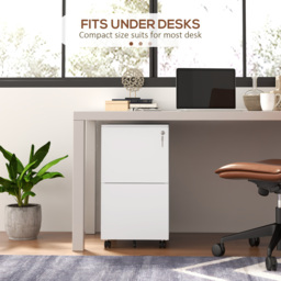 Vinsetto Lockable File Cabinet: Mobile Steel Storage for A4/Legal/Letter Documents, White - Aosom UK - thumbnail 8