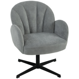 HOMCOM Swivel Accent Chair, Shell-Shaped Armchair with Spring Cushion, Metal Base, Grey - thumbnail 1