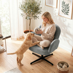 HOMCOM Swivel Accent Chair, Shell-Shaped Armchair with Spring Cushion, Metal Base, Grey - thumbnail 8
