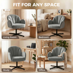HOMCOM Swivel Accent Chair, Shell-Shaped Armchair with Spring Cushion, Metal Base, Grey - thumbnail 7