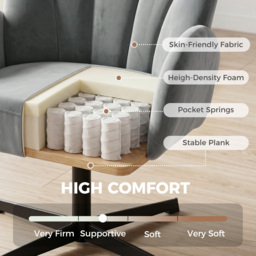 HOMCOM Swivel Accent Chair, Shell-Shaped Armchair with Spring Cushion, Metal Base, Grey - thumbnail 6