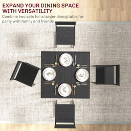 HOMCOM Dining Table and Chairs Set 2, Dining Room Sets, Rectangular Space Saving Table and 2 Chairs for Compact Kitchens, Steel Frame, Black - thumbnail 7