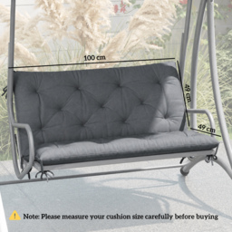 Outsunny Garden Bench Cushion: 2-Seater Padded Chair Pad with Back & Ties, Indoor/Outdoor Use, Dark Grey, 98 x 100cm - Aosom UK - thumbnail 3