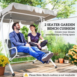 Outsunny Garden Bench Cushion: 2-Seater Padded Chair Pad with Back & Ties, Indoor/Outdoor Use, Dark Grey, 98 x 100cm - Aosom UK - thumbnail 7
