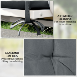 Outsunny Garden Bench Cushion: 2-Seater Padded Chair Pad with Back & Ties, Indoor/Outdoor Use, Dark Grey, 98 x 100cm - Aosom UK - thumbnail 6