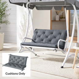 Outsunny Garden Bench Cushion: 2-Seater Padded Chair Pad with Back & Ties, Indoor/Outdoor Use, Dark Grey, 98 x 100cm - Aosom UK - thumbnail 2