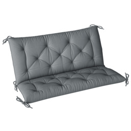 Outsunny Garden Bench Cushion: 2-Seater Padded Chair Pad with Back & Ties, Indoor/Outdoor Use, Dark Grey, 98 x 100cm - Aosom UK
