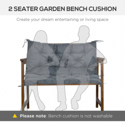 Outsunny Garden Bench Cushion: 2-Seater Padded Chair Pad with Back & Ties, Indoor/Outdoor Use, Dark Grey, 98 x 100cm - Aosom UK - thumbnail 7