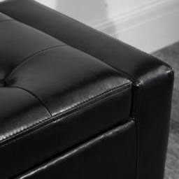 HOMCOM Ottoman Storage Bench, PU Leather Chest with Tufted Lid, Versatile Flip Top, 92L x 40W x 40H cm, Black - Aosom UK - thumbnail 7
