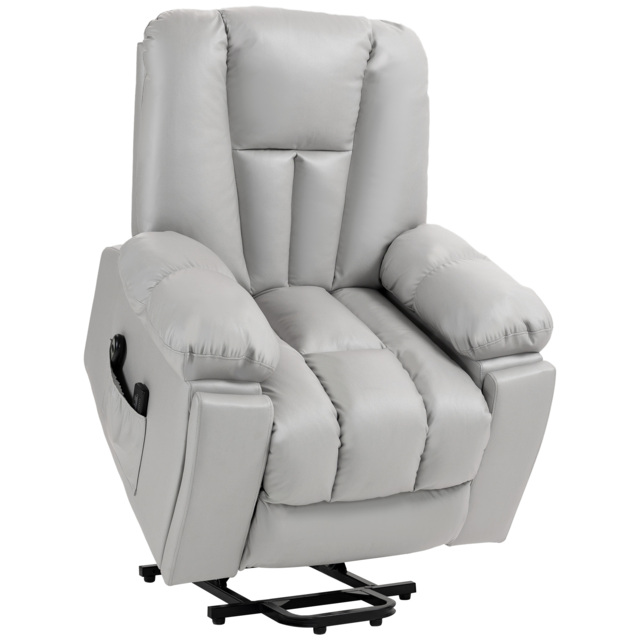 HOMCOM Electric Lift Chair with Vibration Massage and Heat, Riser Recliner Armchair, Quick Assembly, Grey - Aosom UK - image 1