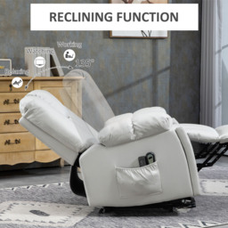 HOMCOM Electric Lift Chair with Vibration Massage and Heat, Riser Recliner Armchair, Quick Assembly, Grey - Aosom UK - thumbnail 5