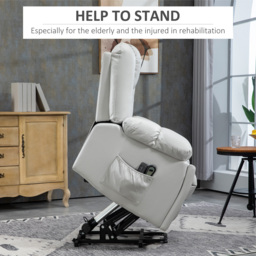 HOMCOM Electric Lift Chair with Vibration Massage and Heat, Riser Recliner Armchair, Quick Assembly, Grey - Aosom UK - thumbnail 4