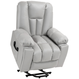 HOMCOM Electric Lift Chair with Vibration Massage and Heat, Riser Recliner Armchair, Quick Assembly, Grey - Aosom UK - thumbnail 1