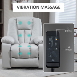 HOMCOM Electric Lift Chair with Vibration Massage and Heat, Riser Recliner Armchair, Quick Assembly, Grey - Aosom UK - thumbnail 6